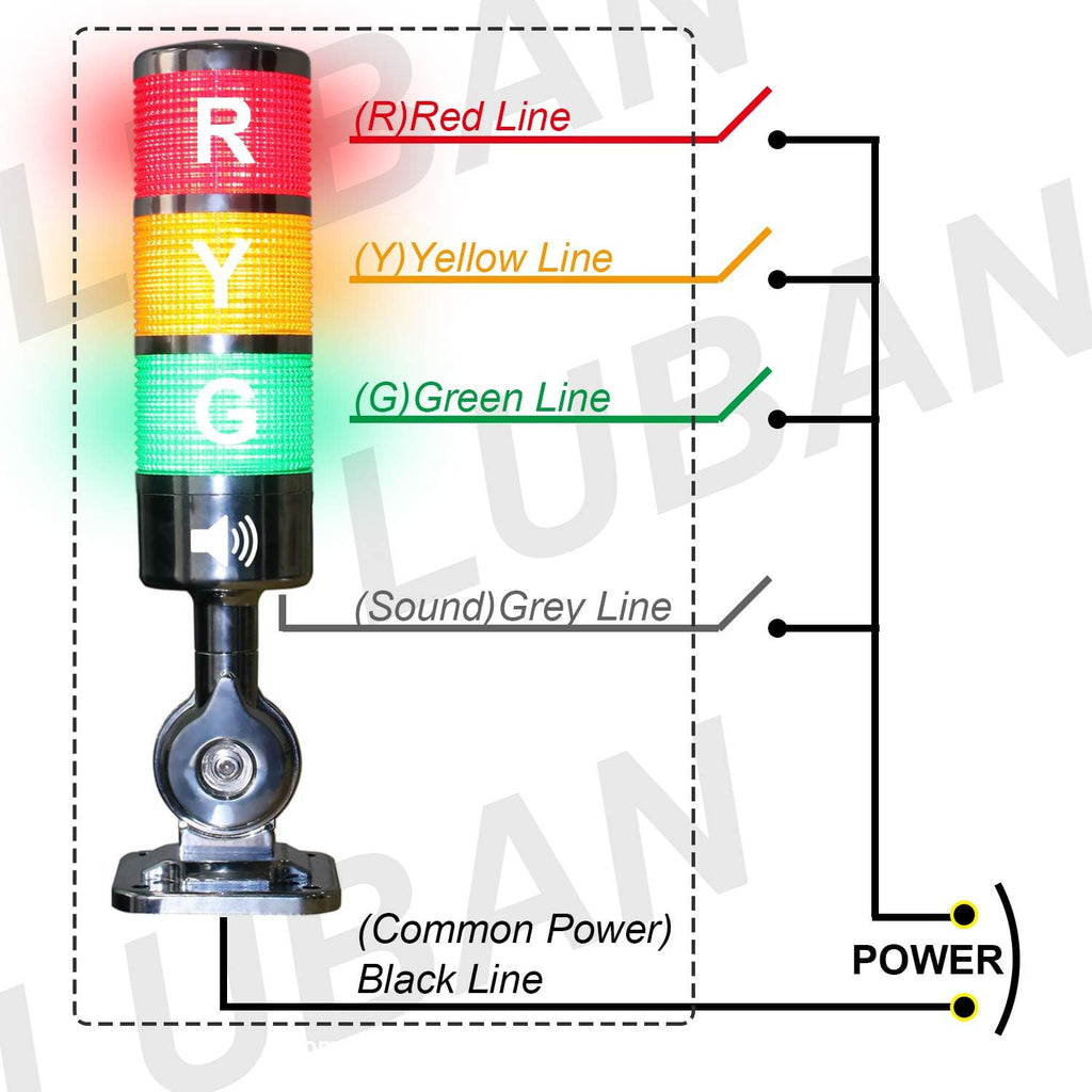 12-24V LED Stack Tower Lights, Industrial Warning Lights, Andon Lights, Column Signal Tower Indicator Lamp Beacon, Continuous/Flashing Light Switchable, 2 Layer (with Buzzer)