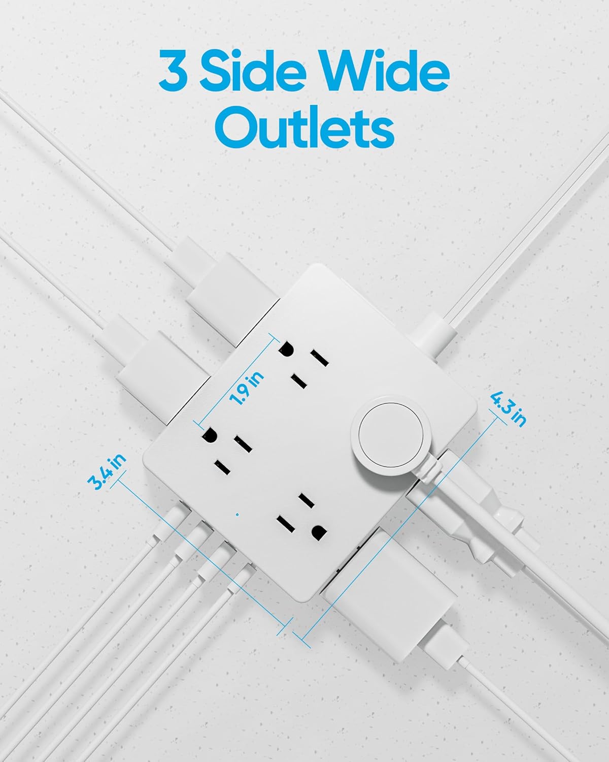 2 Prong Flat Plug Power Strip, Olcorife 2 Prong to 3 Prong Outlet Adapter, 5 FT Flat Extension Cord with 8 Outlets 4 USB Ports(1 USB C), 2000J Surge Protector, US to Japan Plug Adapter
