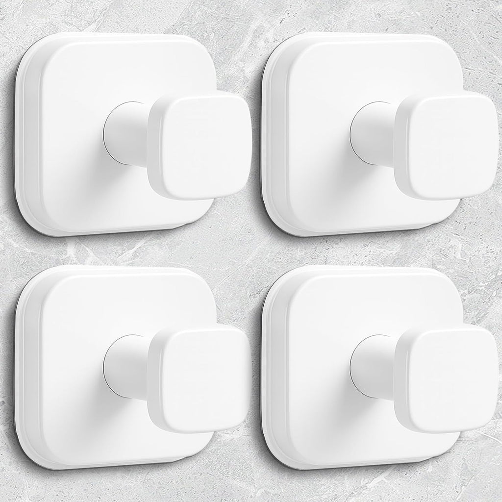 Shower Hooks for Inside Shower,Reusable Suction Cup Hooks for Glass Window,Mirror,Removable Towel Hooks for Bathroom,4 Pack(White)