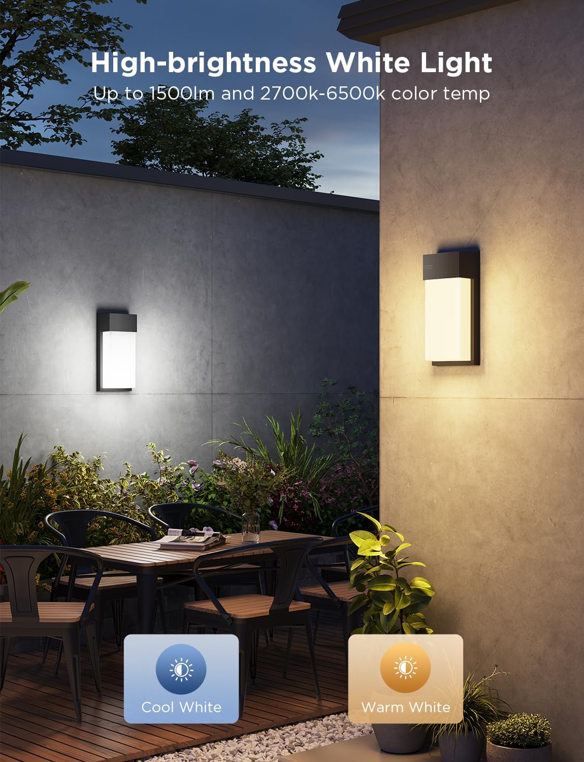 Govee Outdoor Wall Light, 1500LM Smart RGBIC Porch Lights Outdoor with 45 Scene Modes, IP65 Waterproof for Outdoor Decor, DIY, Wall Sconce Works with Alexa, Google Assistant and Matter, 2 Pack