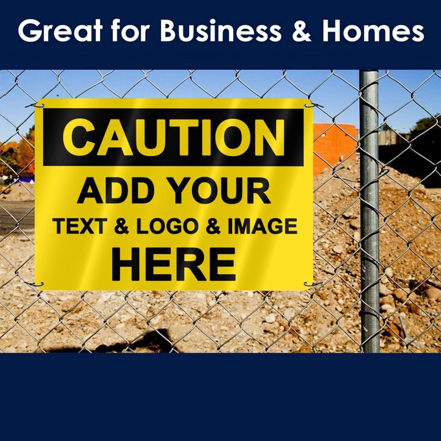 Custom Caution Signs Outdoor Metal - 12 x 8 Personalized Aluminum Warning Signs Rust-Proof Beware of Dog Sign Safety Signs for Home Business