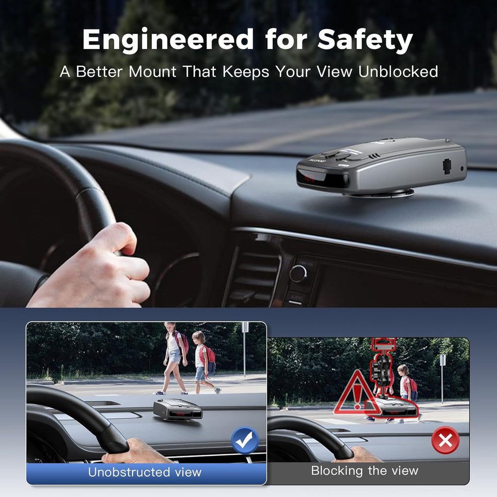 Magnetic Radar Detector Mount with N52 Strong Magnets, Adhesive Dashboard Holder for Escort, Uniden, and Other Radar Detectors, Stable Anti-Vibration Installation, Adjustable Viewing Angle
