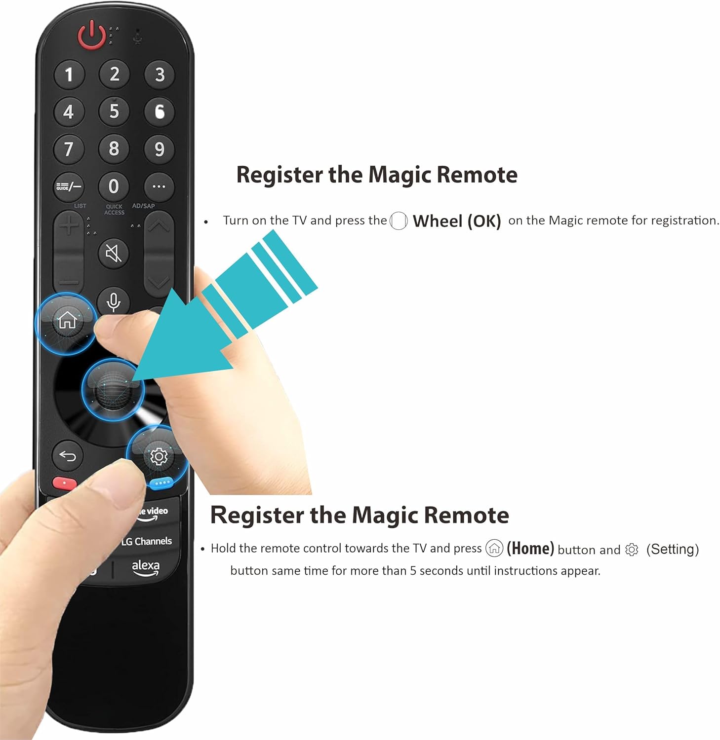 Alizen Replacement Remote Compatible with LG Remote Control for Smart TV 2024-2018 | Magic TV, Pointer, Voice Control, Bluetooth, MR18/19/20/21/22/23/24GA/GN, Alexa