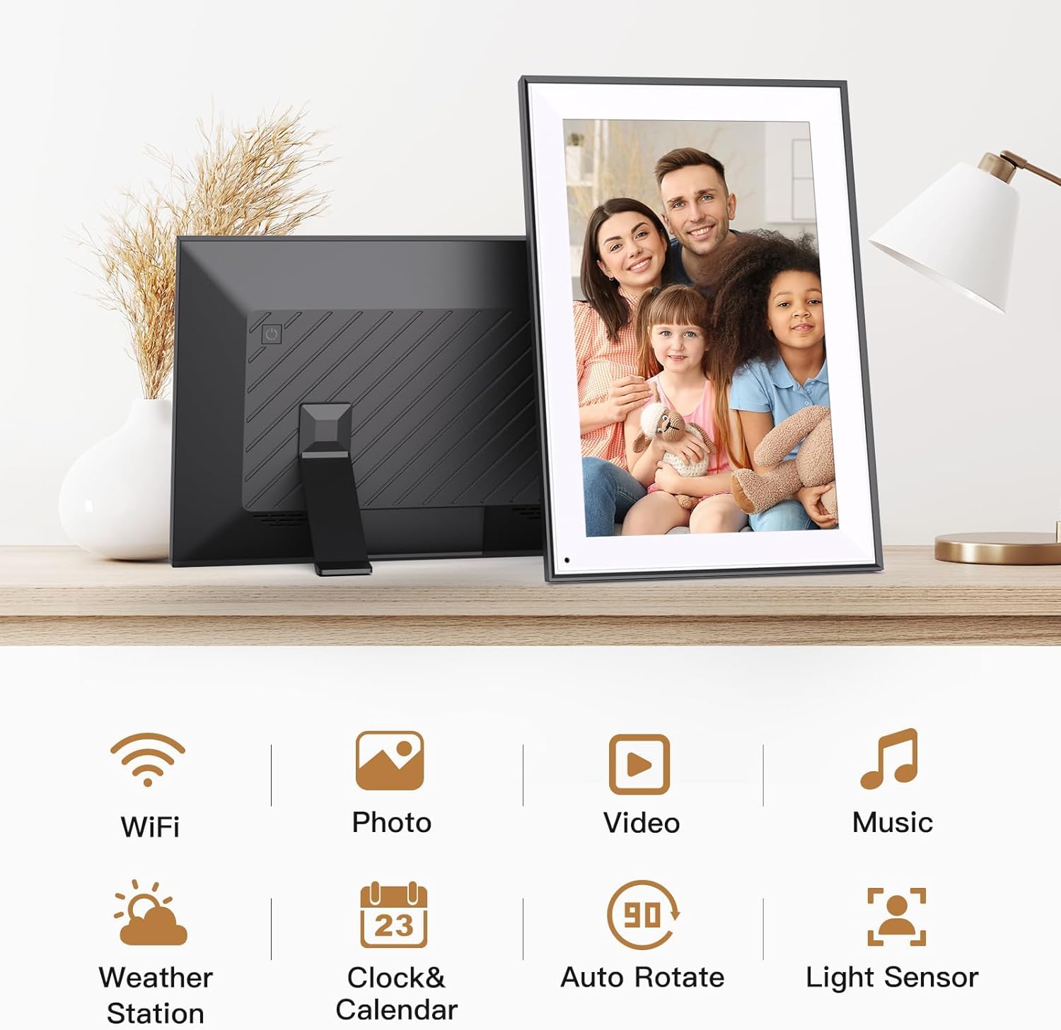 Digital Picture Frame 10.1-inch Digital-Photo-Frame - IPS Touch Screen Digital Frame, 32GB, Auto-Rotate, Light Sensor, Easy Setup to Share Photos/Videos via APP Email, Gift for Family Friends