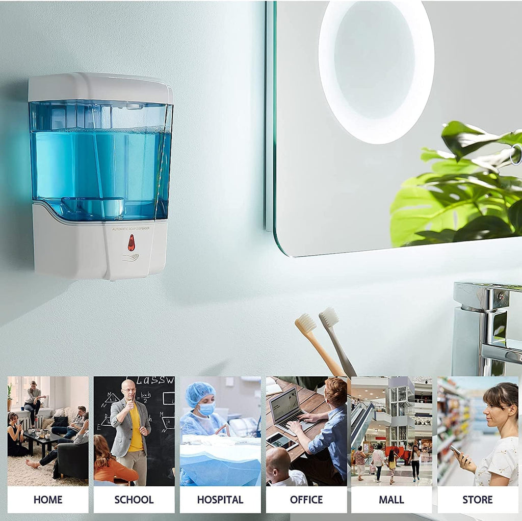 Automatic Soap Dispenser Wall Mount 3 Pack White 20 Oz Waterproof Leakproof for Commercial Bathroom Restroom Toilet Hotel