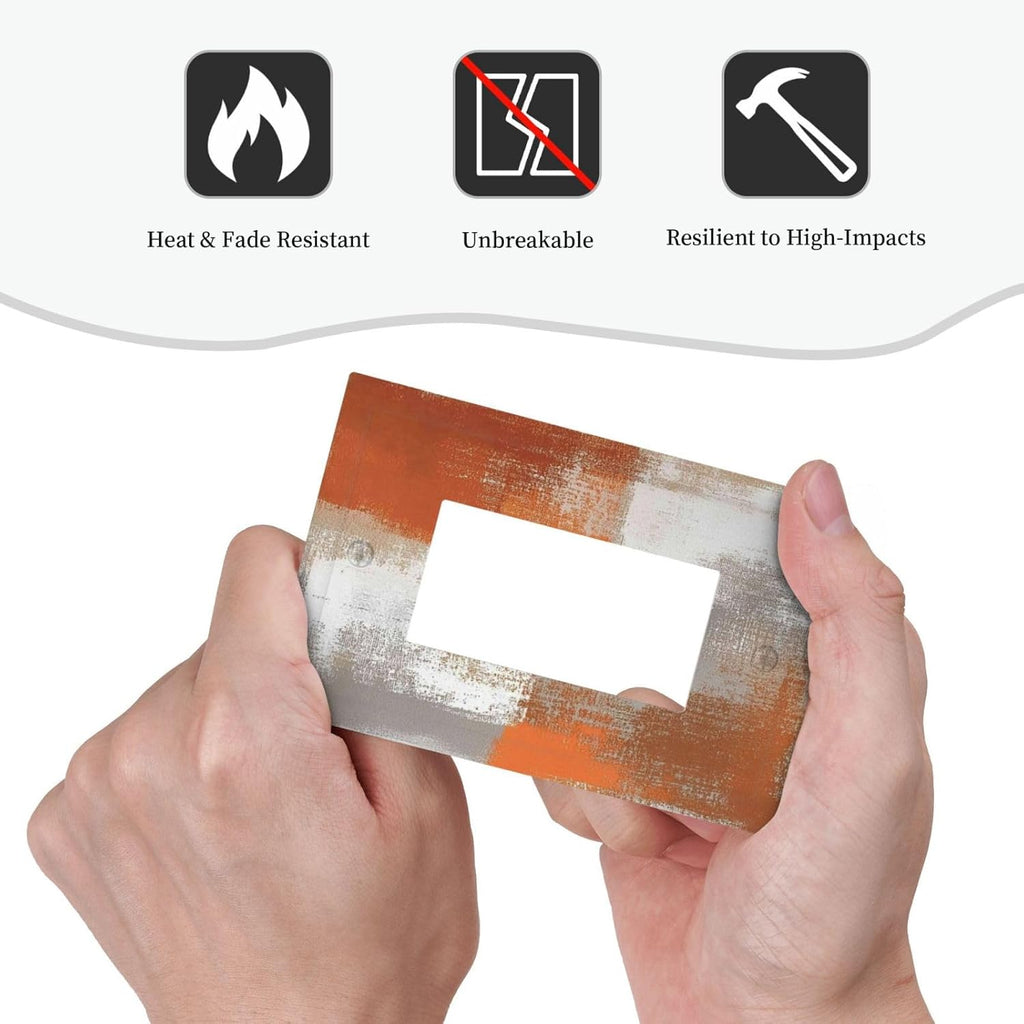 Orange Grey Abstract Art Oil Painting Decorative Outlet Covers 1 Gang Single Rocker Light Switch Cover Plate Wall Plates Gfci Faceplate For Home Farmhouse Decor