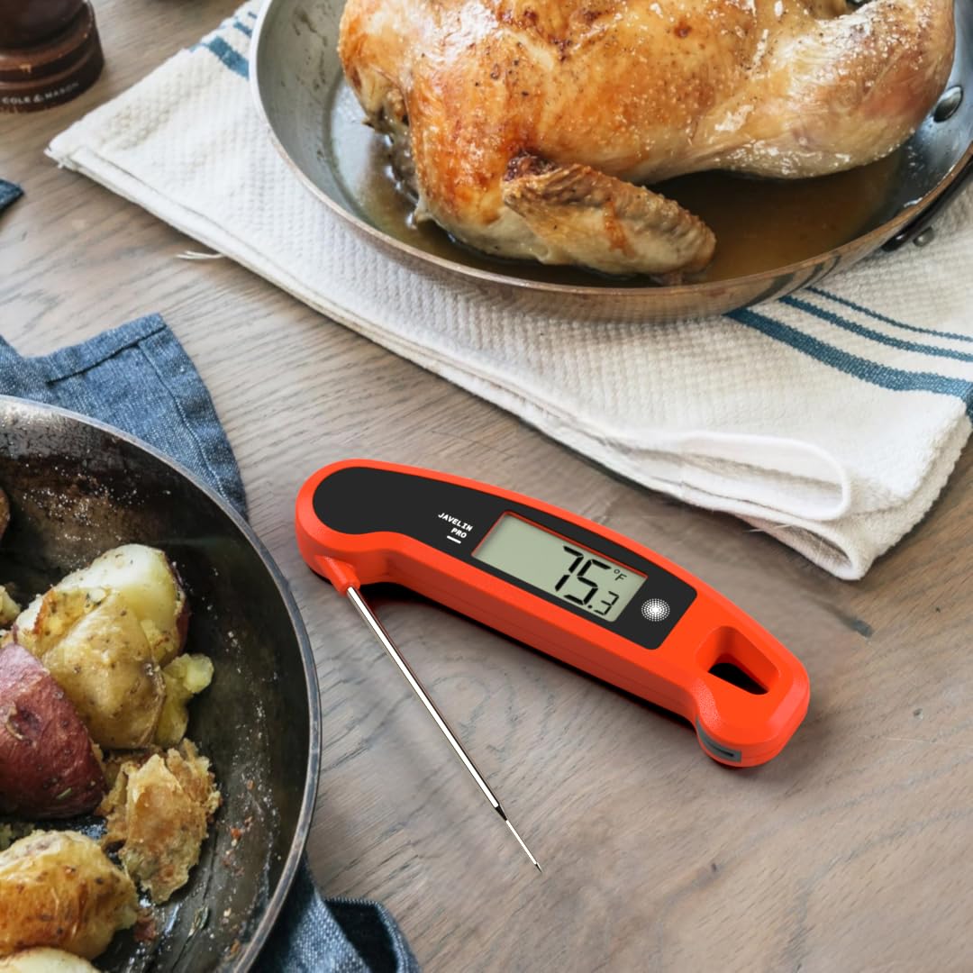 Lavatools Javelin® PRO Classic Ultra-Fast 2-Second Professional Digital Instant Read Meat Thermometer for Grill and Cooking, Auto-Rotating Backlit Display, IP65 Water Resistant – Olive