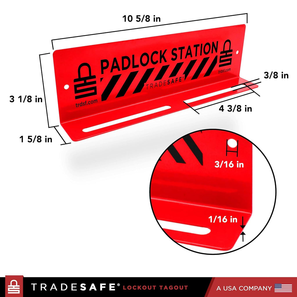 TRADESAFE Lockout Tagout Locks Station - Loto Locks Rack with 10 Padlocks Keyed Different - 2 Keys per Safety Lockout Lock