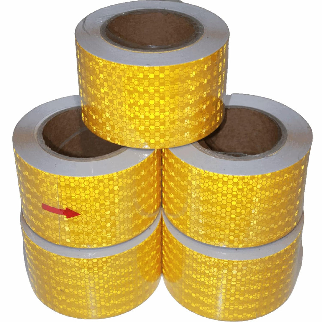 Yellow Reflective Tape 3 inch Wide, Outdoor Waterproof High Visibility Warning Industrial Marking Tape, Safety Stickers (68 feet,5 Rolls)