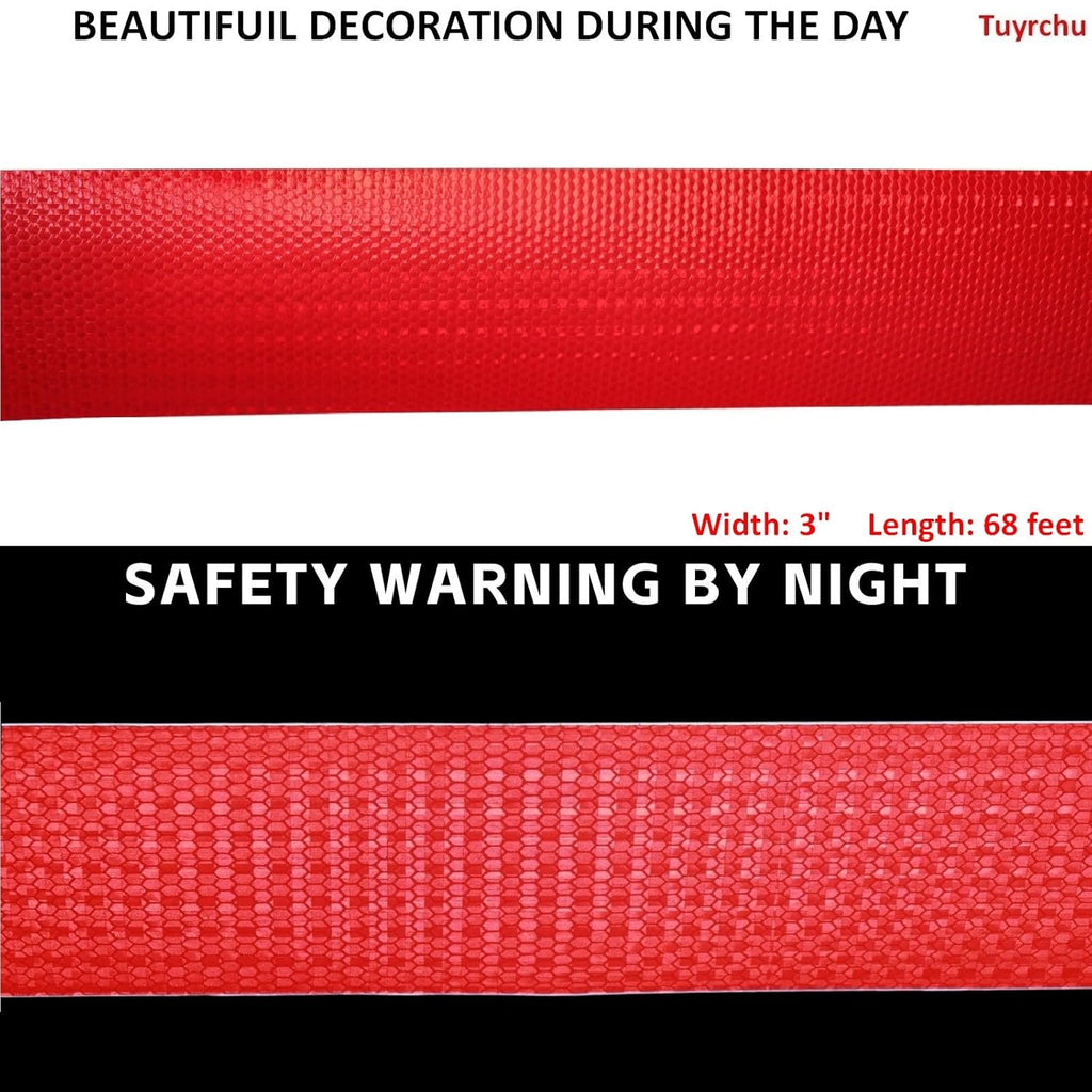 Reflective Tape Red 3 inch, Outdoor Waterproof High Visibility Warning Industrial Marking Tape, Safety Stickers (68 feet)