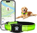 GPS Dog Collar Tracker 2-in-1,Reflective Waterproof Pet Collar,iOS-Only,No Monthly Fees,Unlimited Range,Ideal for Dog Tracking pet Tracker,for Small Medium Large Dogs(L (16.6"-24"), Green)