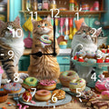 10 in Kitchen Kittens and Donuts -292 Wood Wall Clock – Digital Time Display, Smart Home Compatible for Bedside or Workspace