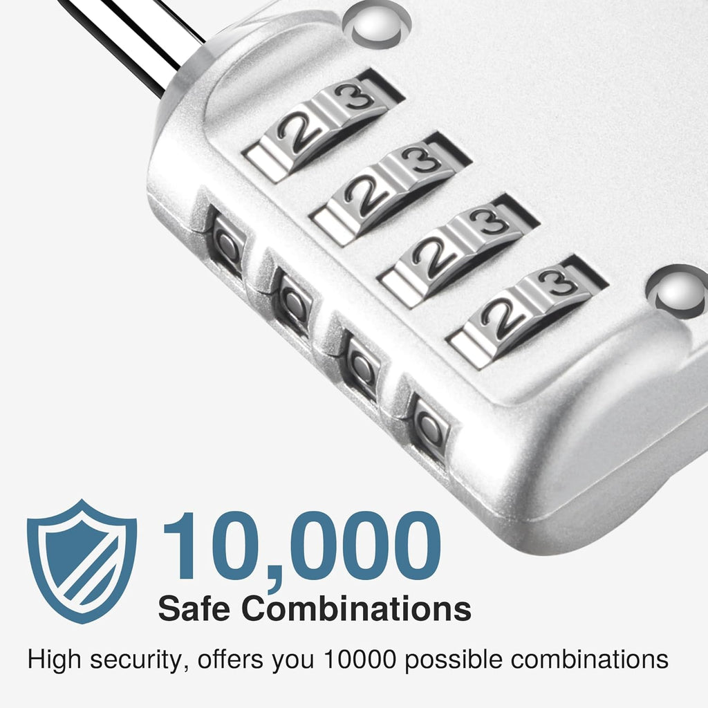 Puroma 4 Pack Combination Lock for Locker 4 Digit Outdoor Waterproof Padlock for School, Gym, Sports, Fence, Toolbox, Gate, Case, Outdoor, Hasp Storage, Cabinets (Silver)