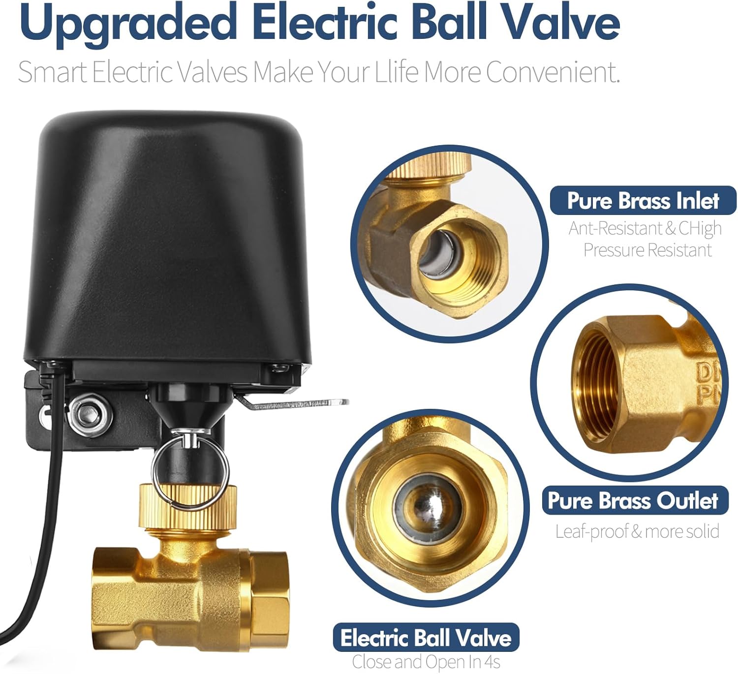 Owfeel WiFi Smart Water Valve, APP Remote Control, DN25 Ball Brass Water Valve, Compatible With Alexa, Google and Application Program iOS/Android, Only Supports 2.4 GHz WiFi (1")