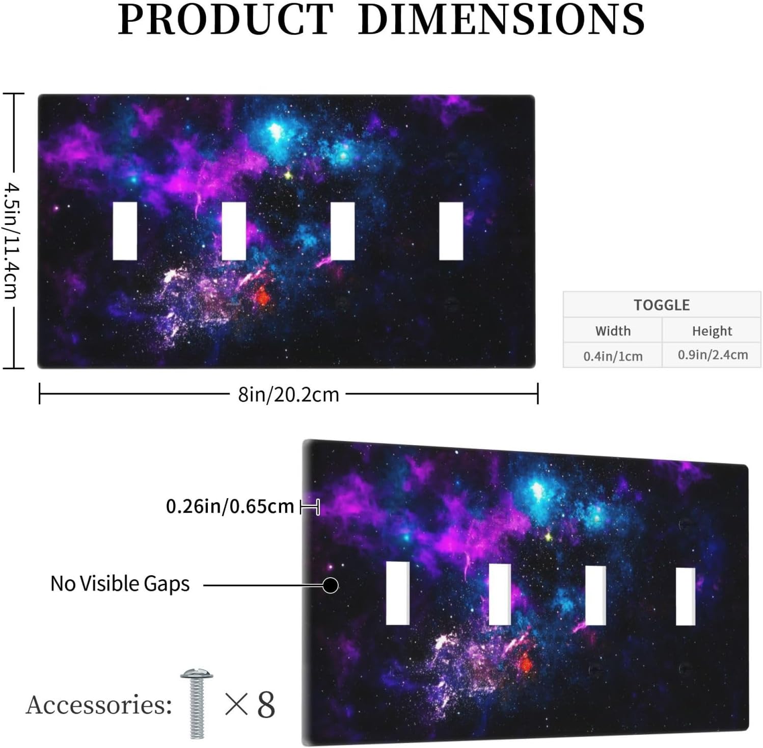Outer Space Colorful Starry Sky Galaxy Planet Light Switch Covers Quad Toggle Electrical Faceplate 4 Gang Wall Plate Decorative Switch Plates for Bed Room Living Room Decor