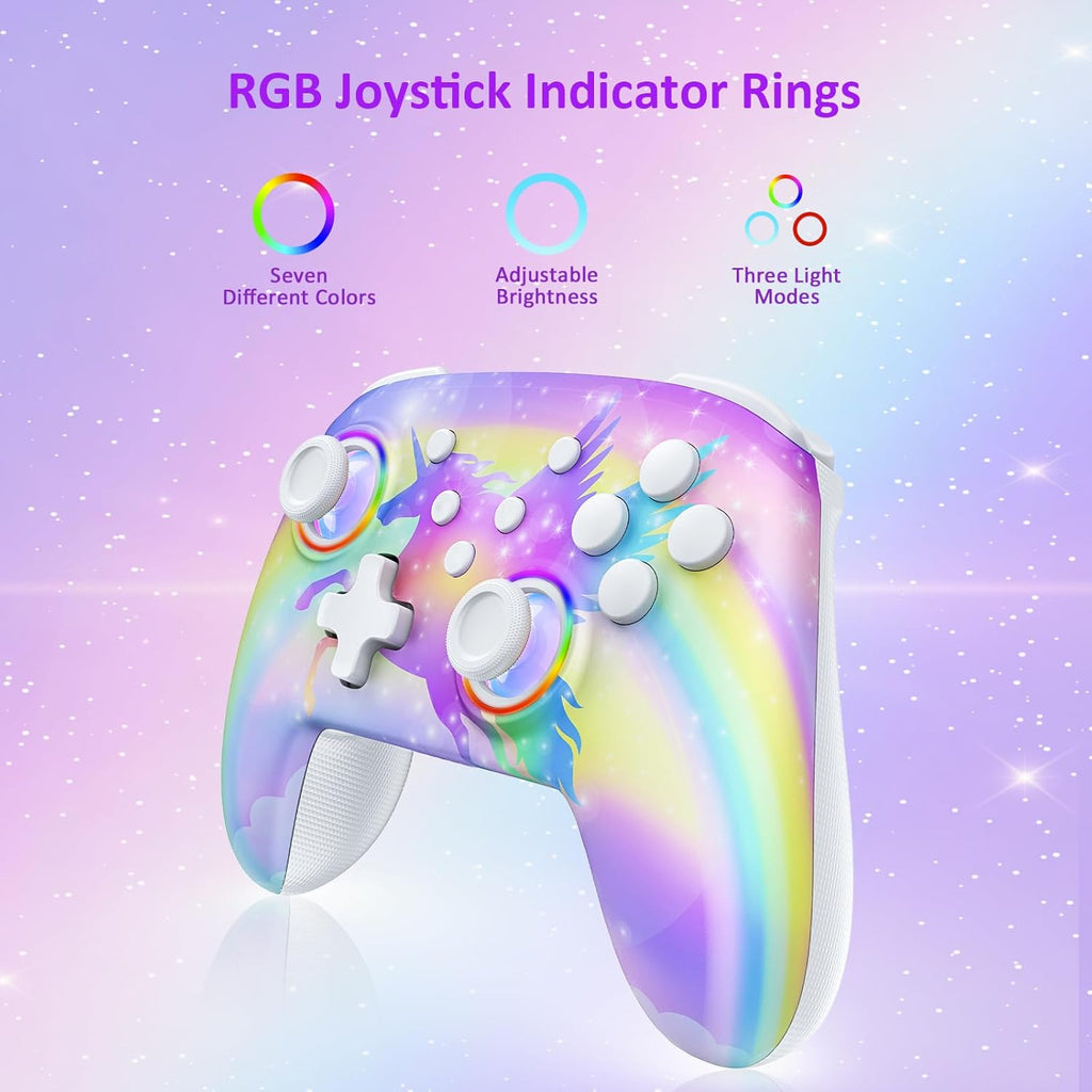 NexiGo Wireless Controller (No Deadzone) for Switch 2 and Switch, Bluetooth Controllers for Nintendo Switch with Vibration, Motion, Turbo and LED Light (Violet Unicorn)