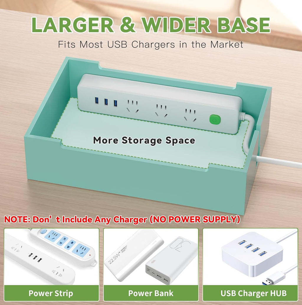 Pezin & Hulin Bamboo Charging Station, Electronic Devices Organizer for Multiple Devices Charger Such As Cell Phone, Tablet, Watch and More, Teal, (No USB Charger and Cables