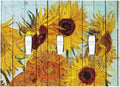 Decorative Switch Plates Sunflowers Oil Paintings Wood Floral 3 Gang Wall Plate Triple Toggle Light Switch Cover Faceplate Electrical Wall Panels For Farmhouse Bed Room Decor