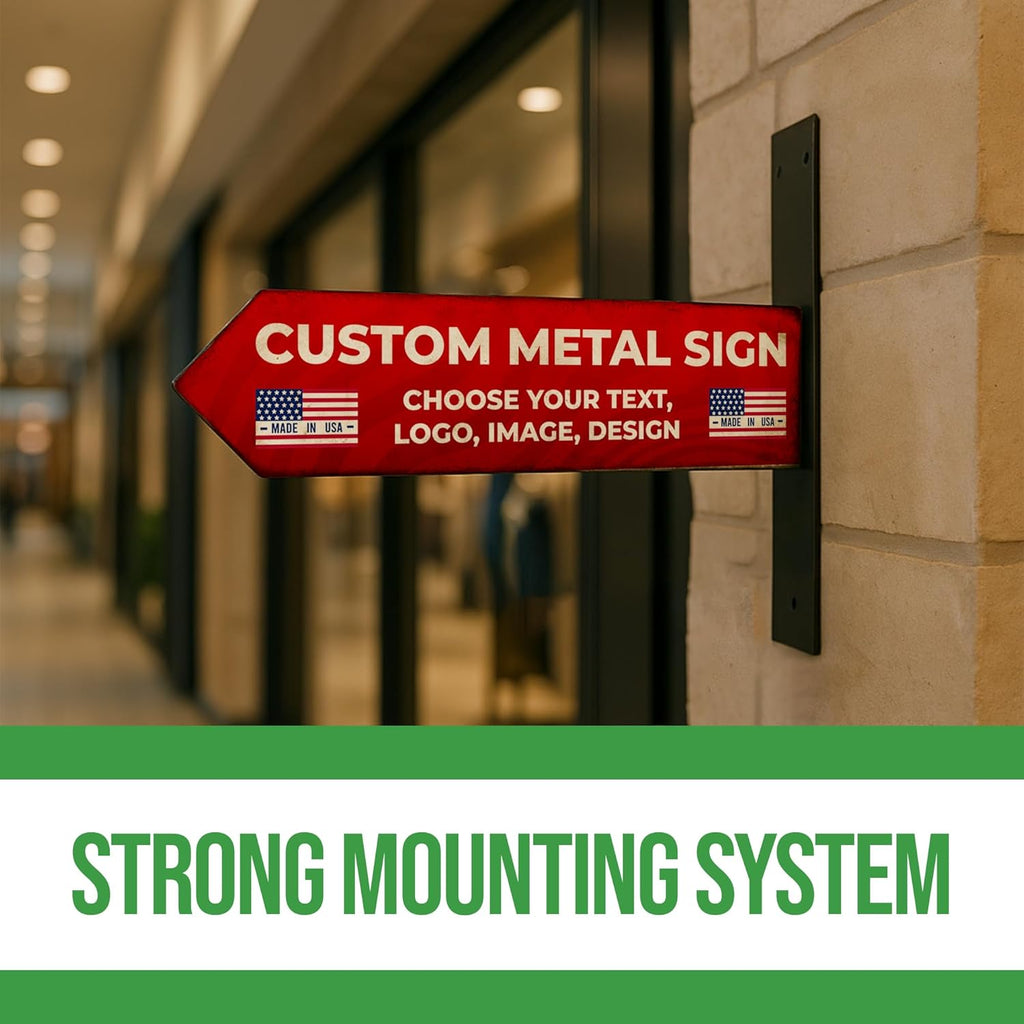 BCB Custom Left Arrow Metal Sign | Directional Signs for Indoor & Outdoor Use | Personalized Rust-Free Metal Yard Display | Weatherproof Road Arrow Marker | Multiple Sizes | Made in USA