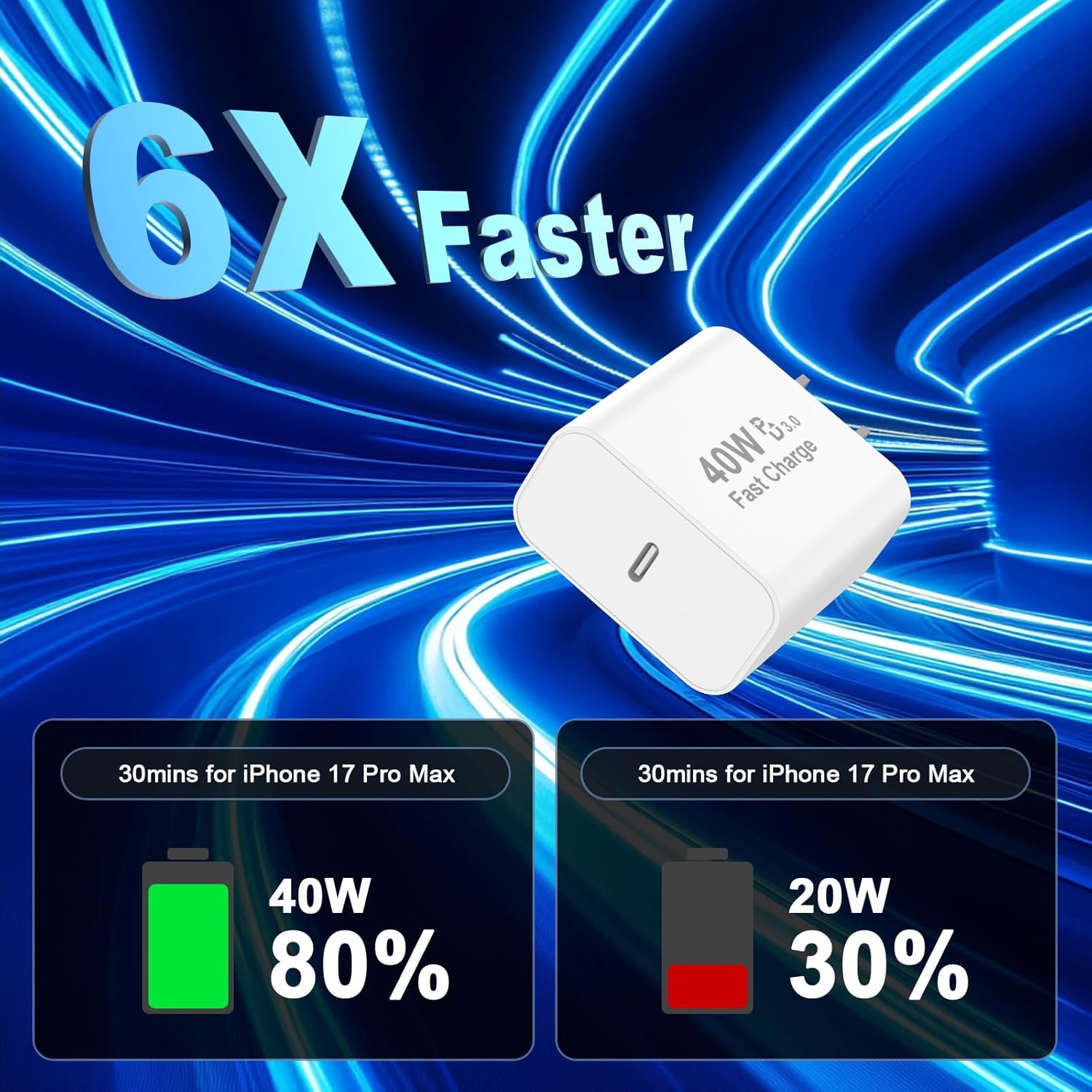 iPhone 17 16 Pro Max Charger Fast Charging, 2 Pack 40W USB C iPhone 16 17 Fast Charger Block with 10 FT Long Type C to C Charging Cable for iPhone 17/17 Pro Max/17 Pro/Air/16/16 Pro Max/15/15 Pro Max