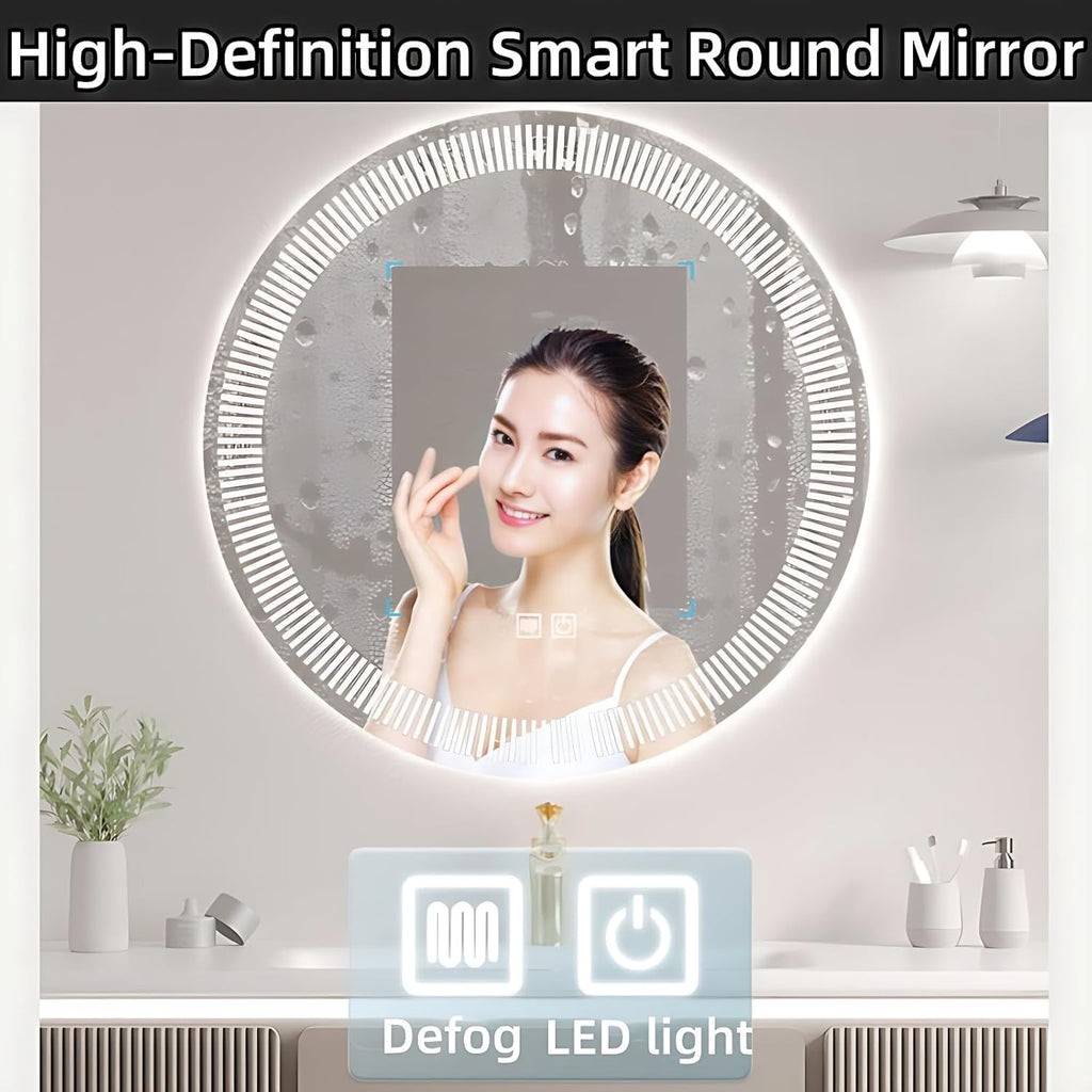 Modern Bathroom Vanity with Sink - Wall Mounted Vanity Cabinet with High-Definition Smart Storage Mirror, Time Display & LED Lights, Defogging | Bathroom Sink Cabinet (Mirror, 64in)