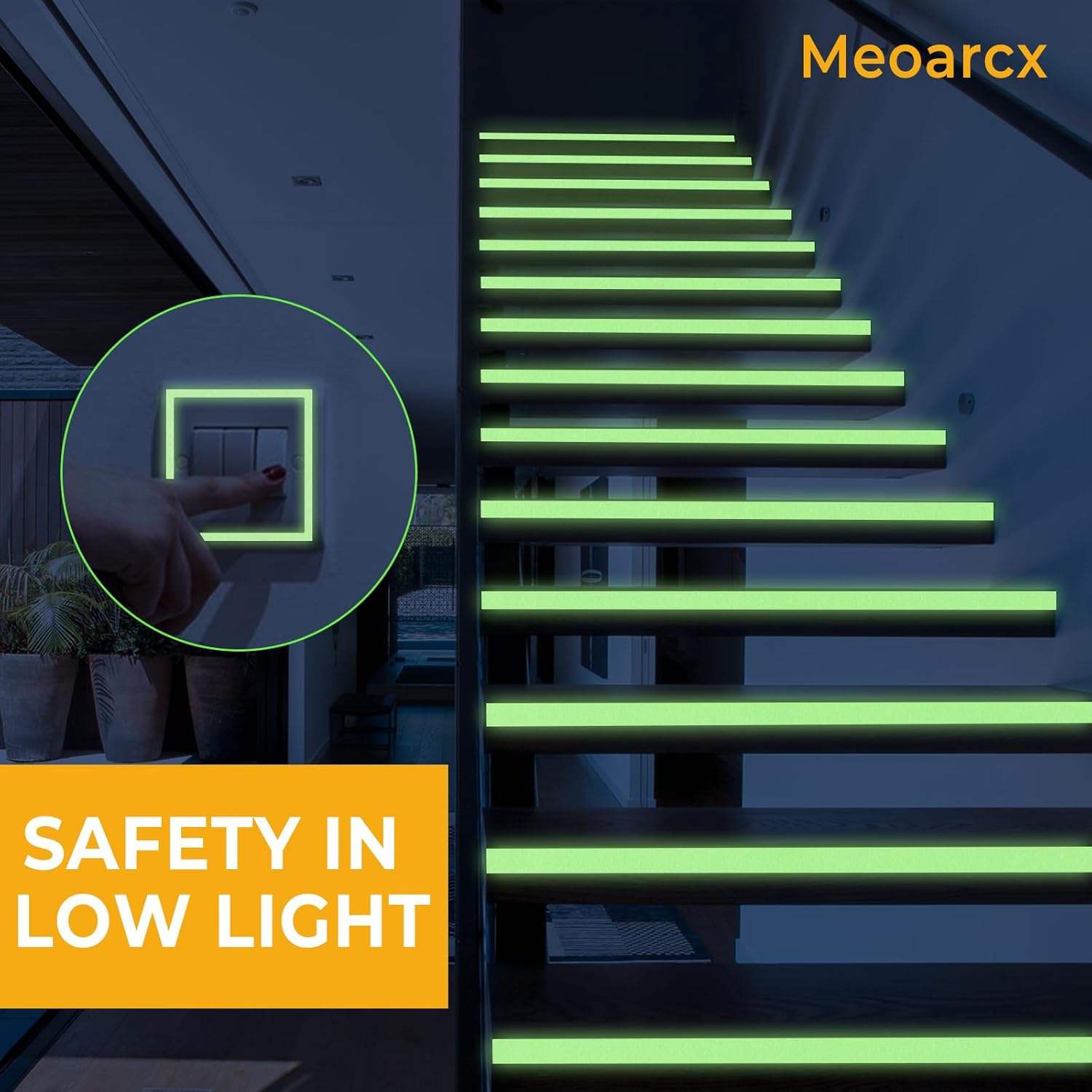 Glow in The Dark Tape, Anti Slip Glow Tape for Stairs, Glow in Dark Indoor or Outdoor, Visible at Night, Waterproof, Luminous Green, 2 Inch x 16 Feet