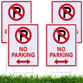 Kigley 4 Pcs No Parking Signs with H Stake 14 x 10" Plastic Waterproof Double Sided No Parking Outside Signs, Weatherproof and Fade Resistant, Easy to Mount