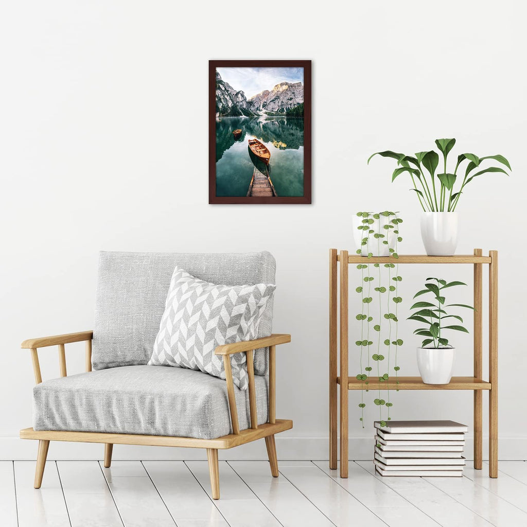 Americanflat 12x18 Poster Frame with Shatter-Resistant Glass - Signature Collection - Gallery-Style Frames Made of Engineered Wood - Photo Frame for Wall Display - Mahogany