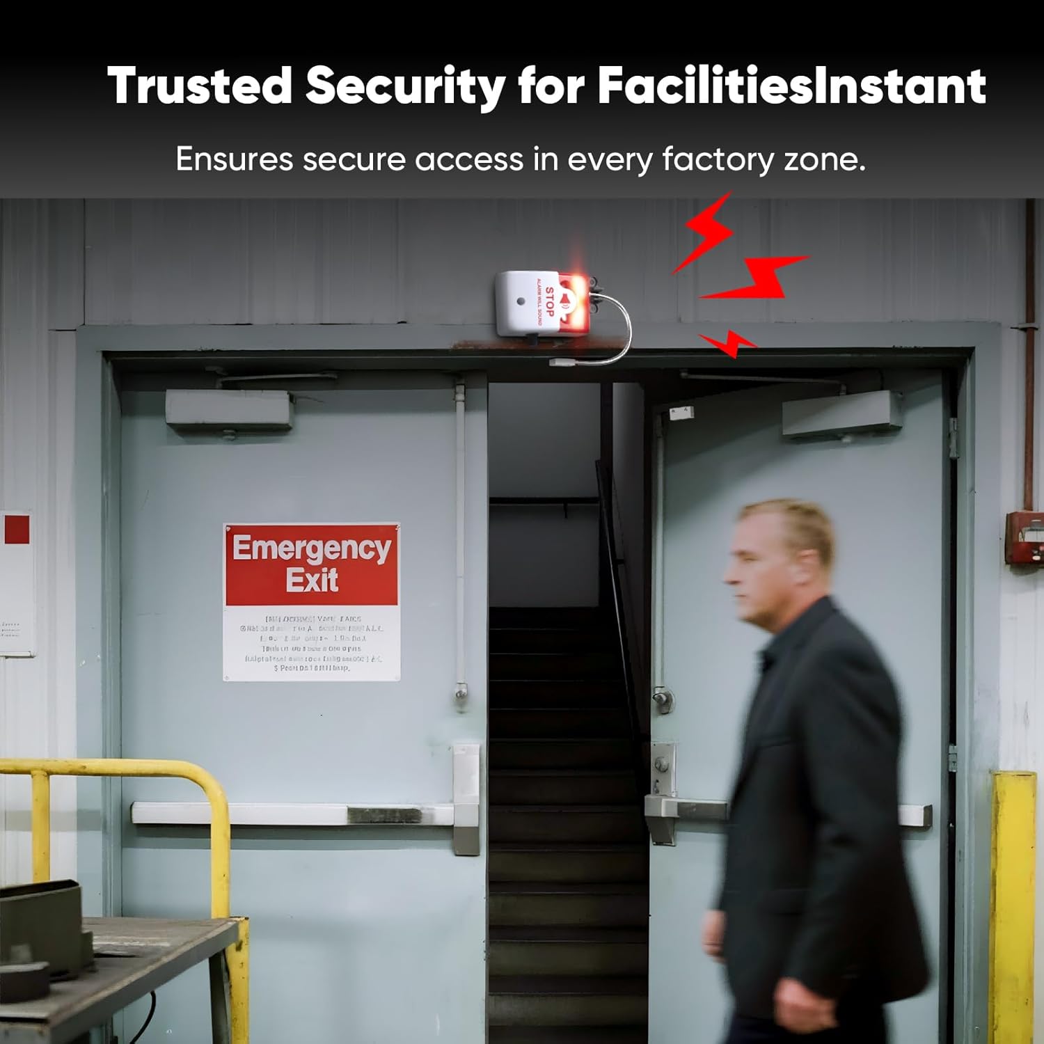 Exit Stopper Door Alarm with 110dB Siren,Commercial Emergency Exit Security Device,Battery Powered Magnetic Sensor, Easy Installation,Ideal for Warehouse,Office,Retail,Industrial Exit Safety