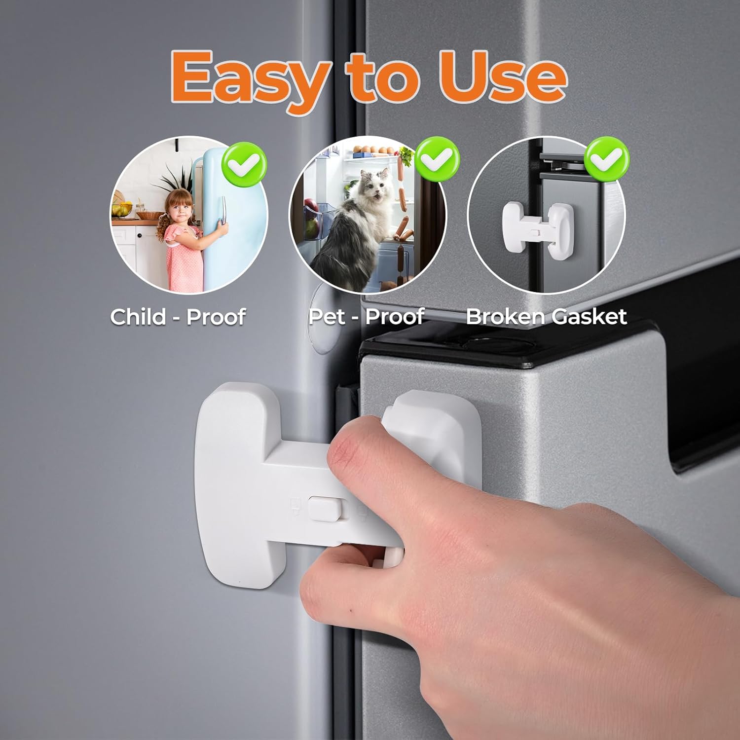 Refrigerator Fridge Door Lock for Kids Child Safety Locks for Doors Freezer Door Lock Easy to Install Keep Door Closed Child Proof Refrigerator，Freezer Door Lock 1 pack, White