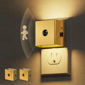 L LOHAS LED Night Light,Plug in Night Light with Motion Sensor and Dusk to Dawn Sensor, Brightness Adjustable,3000K Soft White, Gold Nightlight for Bathroom Hallway Kitchen