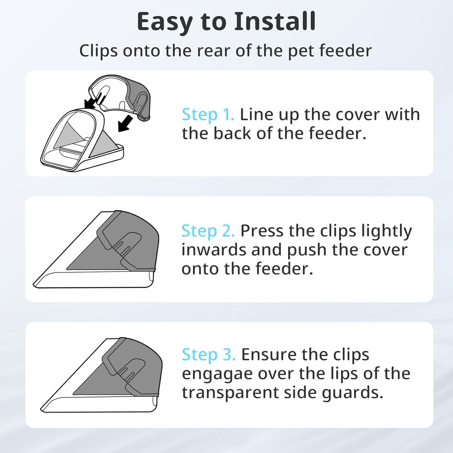 Rear Cover for Automatic Microchip Cat Pet Feeder - Prevents Persistent Pet from Getting Food from The Back of The Feeder (3 Pack)