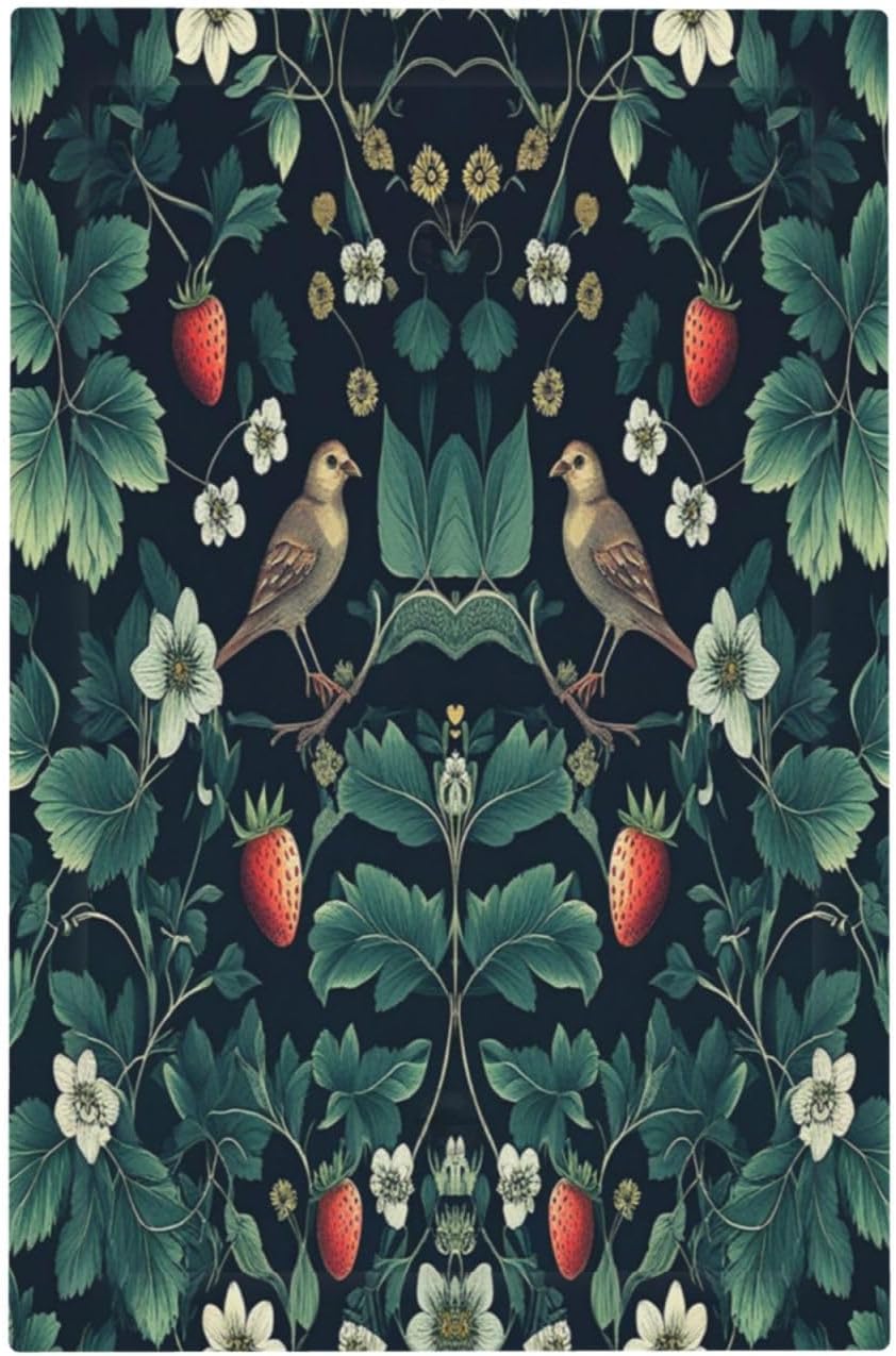 Light Switch Cover Plate Strawberry Birds Flowers Plant Morris Floral 1 Gang No Device Blank Electrical Wall Plates Faceplate Decorative Switch Plate for Bedroom Farmhouse Decor