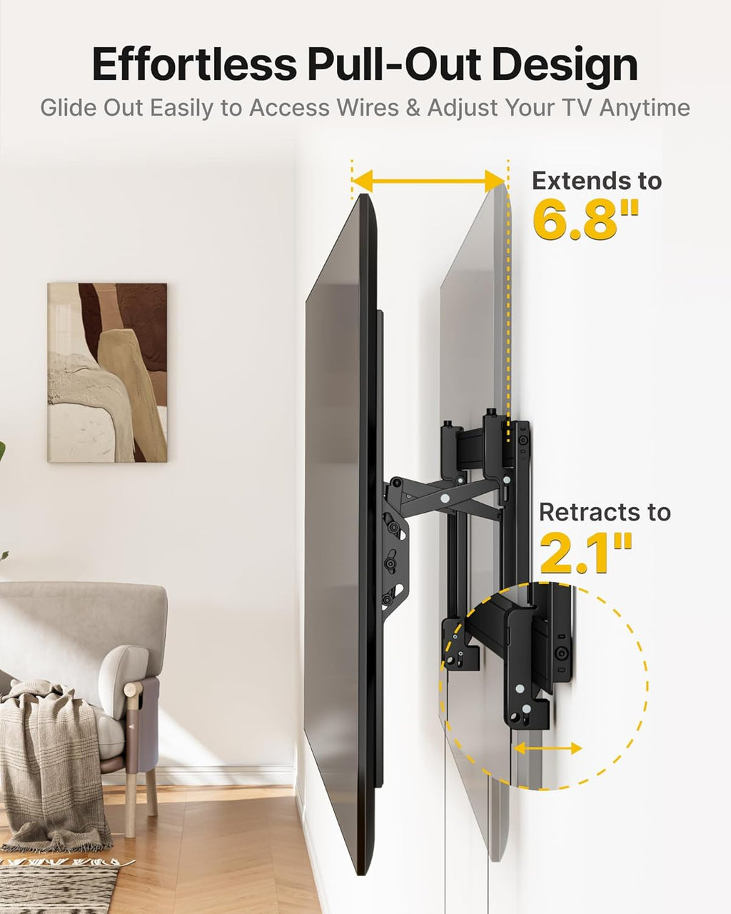 monTEK Heavy Duty Tilting TV Wall Mount for 55–105" Large TVs up to 200 lbs – Low Profile, Universal Fit, Tilt & Swivel Adjustment, 6.8" Extension, Max VESA 1000x600mm, Fits 16"/18"/24"/32" Studs