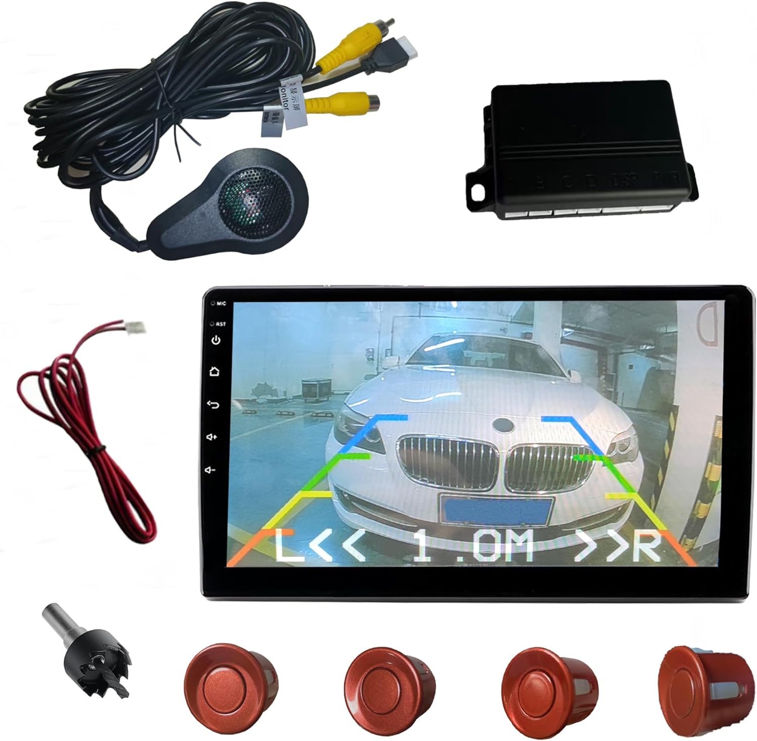 LCD Parking Sensor Kit - Displays Data on Original Screen, Easy Rear Installation, Compatible with CVBS Cameras (Not for AHD), 18 Probe Colors to Match Any Vehicle