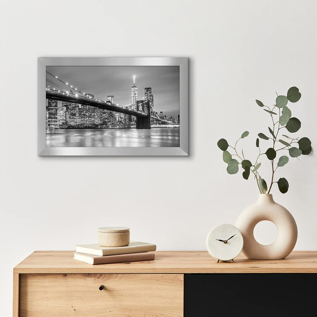 Americanflat 8.5x14 Picture Frame with Shatter-Resistant Glass - Signature Collection - Gallery-Style Frames Made of Engineered Wood - Photo Frame for Wall Display - Silver