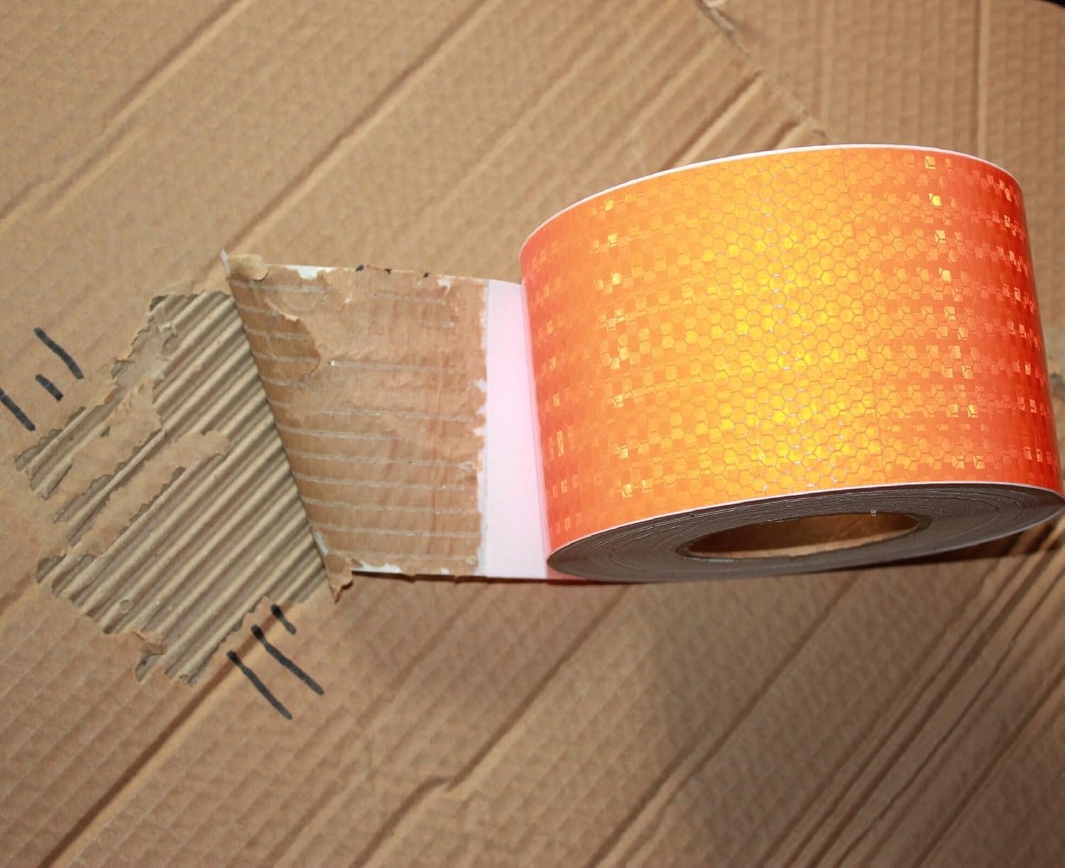 Orange Reflective Tape Outdoor Waterproof 3 inch Wide, High Visibility Industrial Marking Tape, Safety Adhesive Stickers (68 feet,3 Rolls)