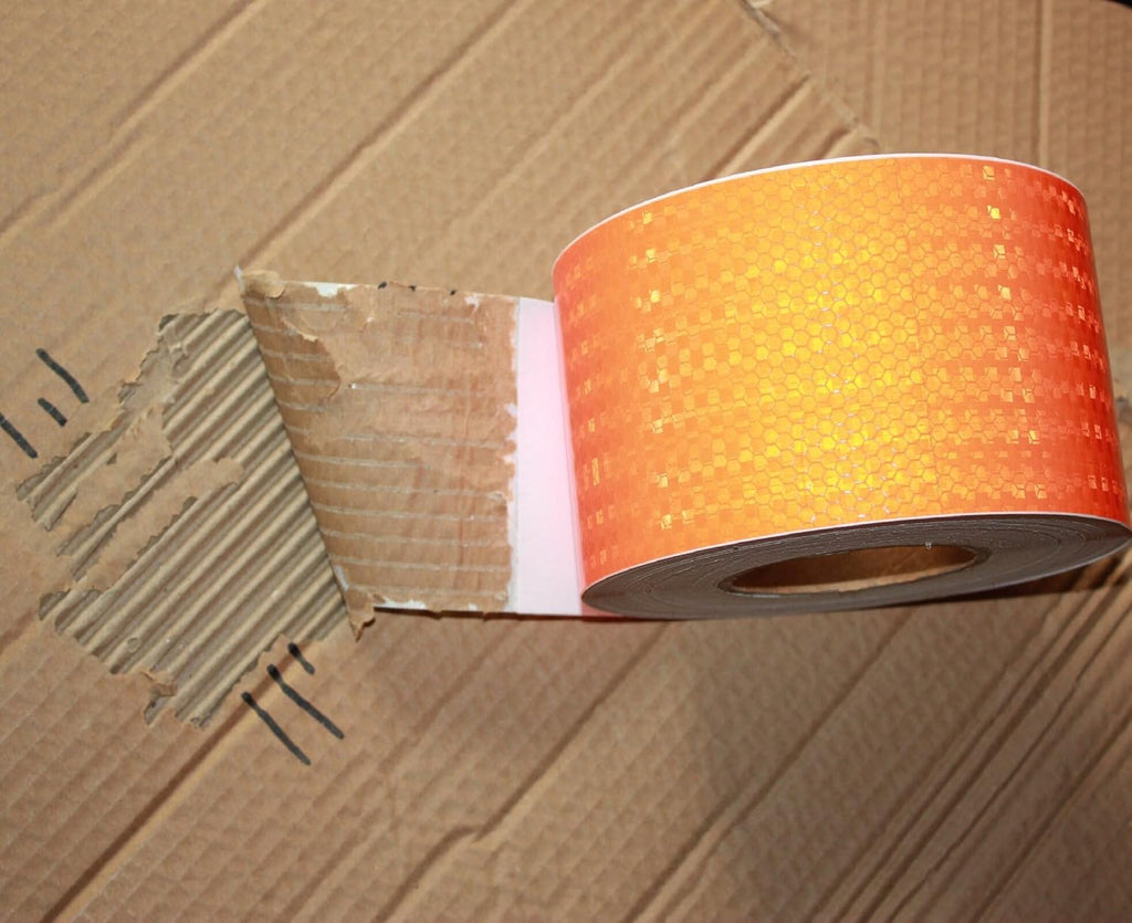 Orange Reflective Tape Outdoor Waterproof 4 inch Wide, High Visibility Warning Safety Industrial Marking Tape (68 feet)
