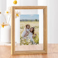 Axeman 5x7 Floating Picture Frame - Solid Oak Wood Picture Frame, Double Tempered Glass Photo Frame 2x3 4x6 5''x7''Wood Frame, Wall Mount Or Tabletop Standing, Natural