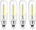 5 Inch Edison Bulb, 5000K Daylight White E26 Led Bulb 6W Dimmable, 800LM T10 T9 Clear Glass Tubular Light Bulbs, AC 120V Equal 80 Watt Bulbs for Chandelier Pendant Wall Light - 4Pack