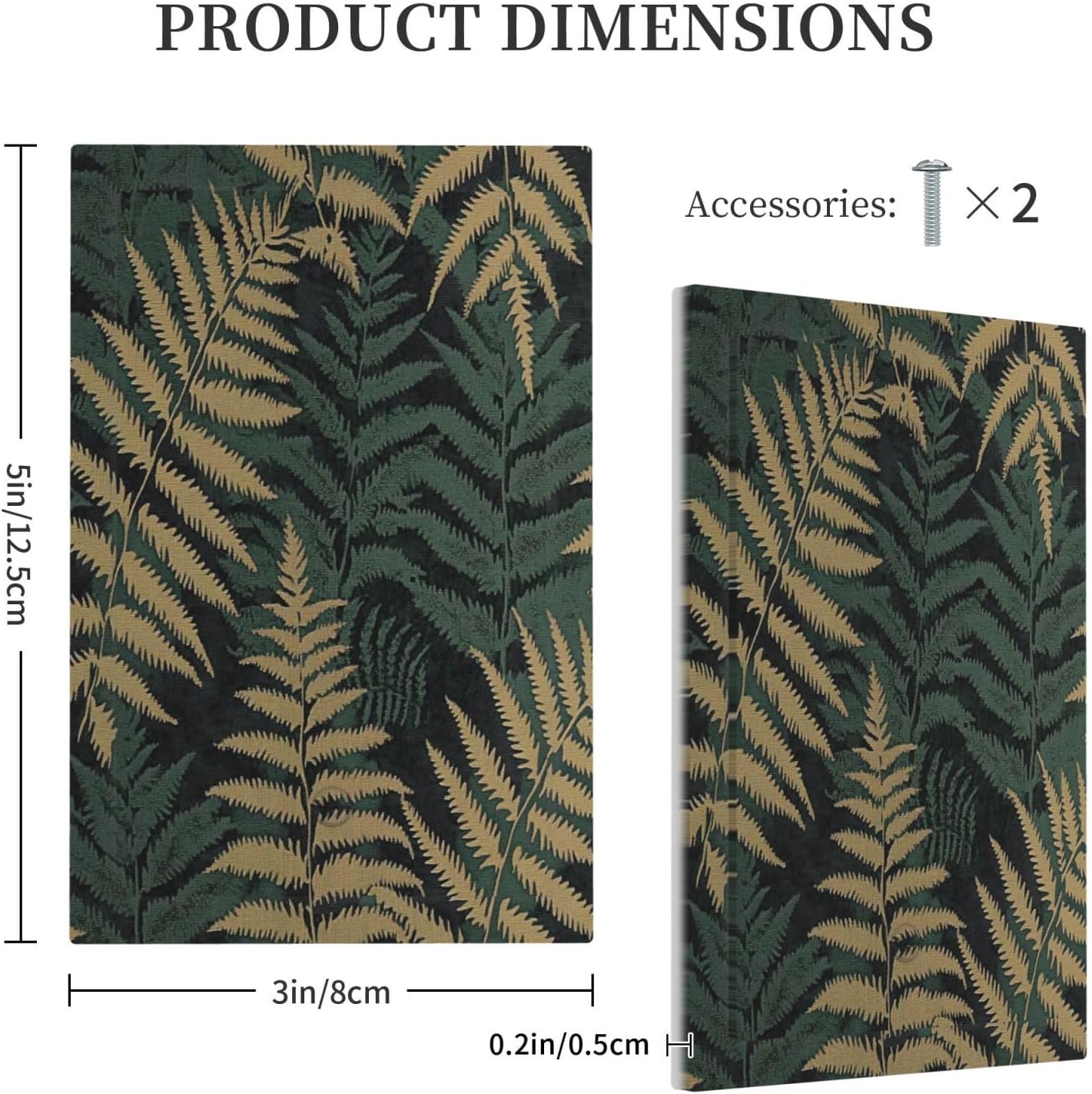 Light Switch Cover Plate Botanical Fern Green Leaf Forest 1 Gang No Device Blank Electrical Wall Plates Faceplate Decorative Switch Plate For Bed Room Home Decor