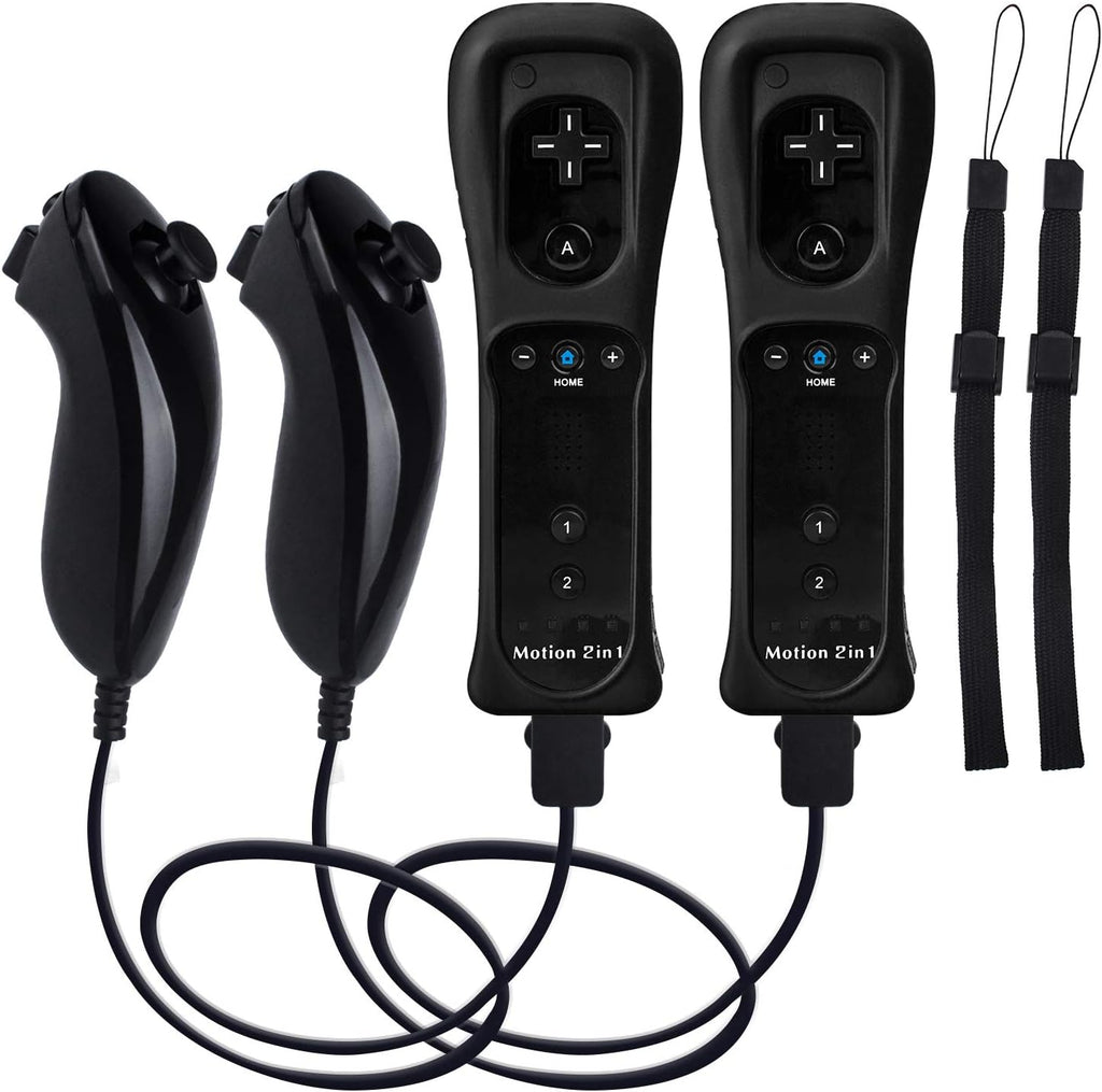 Motion Plus Wii Controllers 2Packs with Nunchucks, Wii Remote Controllers Compatible for wii and Wii U with Built in Motion Plus