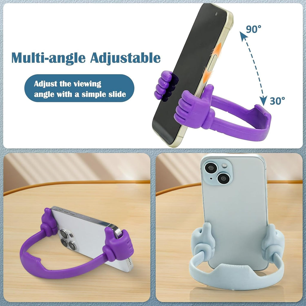 Honsky Thumbs up Cell Phone Stand Holder, Ok Stand Tablet Stand Cradle for Desk Desktop Smartphone Cellphone Mobile Phone Tablets - Universal Adjustable Flexible - Light Purple/Light Green