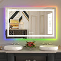 WTTY LED Bathroom Mirror 48"x30" with RGB Backlit and Front Light,Stepless Dimmable LED Mirror for Bathroom,Lighted Bathroom Vanity Mirror,Anti-Fog,Memory Function,Shatter-Proof,Wall Mounted