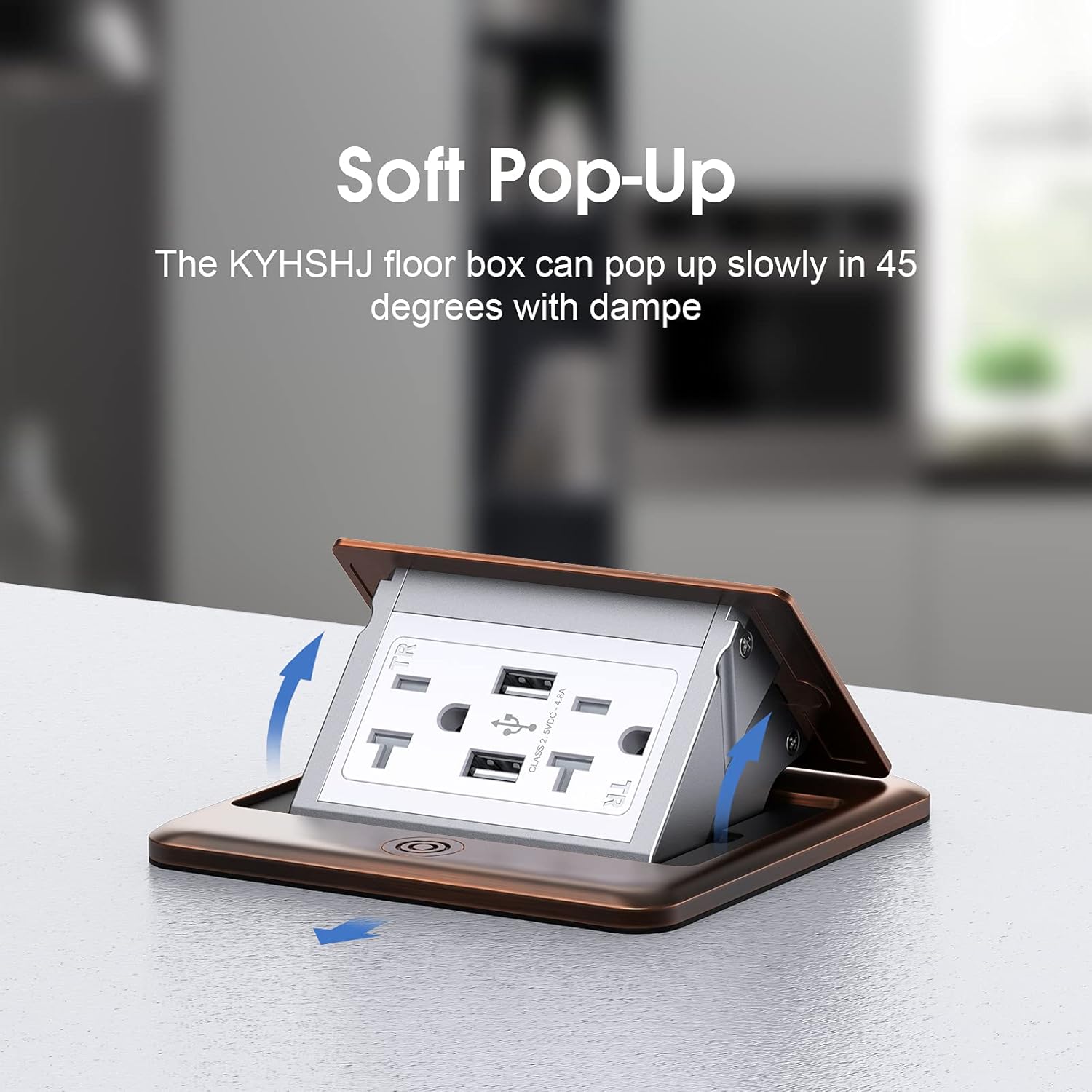 KYHSHJ 4.8A USB Chargers Pop Up Floor Waterproof Electrical Outlet Receptacle Stainless Steel Box, (Bronze)