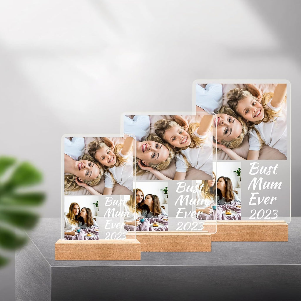 Personalized Birthday Gifts for Dad, Customized Picture Frames with Photo, Custom Photo Frame with Night Light, Personalized Gifts for Dad