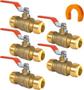 (Pack of 5) AB 1/2 Inch Push Fit Ball Valve, 1/2 Inch Water Shut Off Valve with Disconnect Clip, Full Port Push Connect Ball Valve for Copper, CPVC,PE-RT and PEX Pipe, UPC Certified