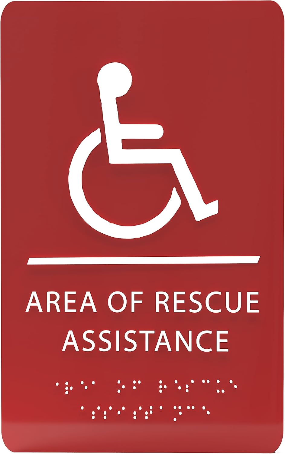 6" X9" Area of Rescue Assistance Sign - ADA Compliant Tactile Graphics Grade 2 Braille Text Signs| Sign for Shopping Malls, Offices, Hotels, Schools, Apartments, and Restaurants