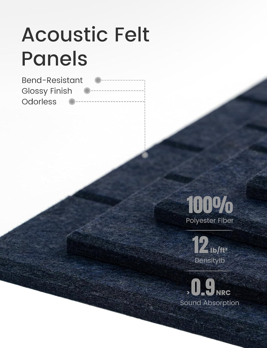 Felt Bulletin Board Tiles Large 36" x 24" Cork Board Alternative-6 Pack with 40 Adhesive Tabs, Thick Slat Wall Panels for Office Decor, Push Pin Board Wall Organizer Alternative - Navy Blue