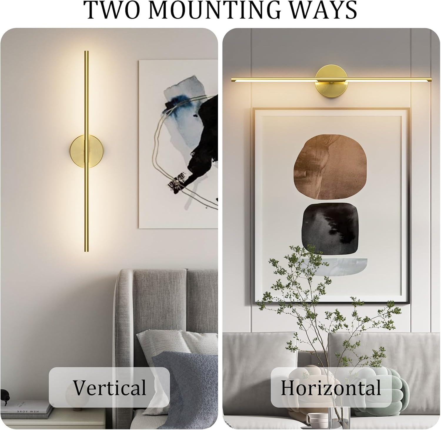 28In Gold Bathroom Vanity Light Fixtures Over Mirror Hardwired ED 360° Rotatable Modern Bathroom Sconces 3000K Warm Light